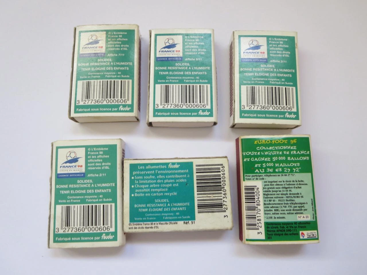 6 boxes of matchsticks: France 98 (+ Laurent Blanc 96) vintage football – photo 3